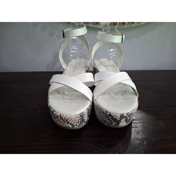 NWOB Matisse Sure Thing Snakeskin White Leather Platform Sandal/Sz. 9M - Picture 6 of 11